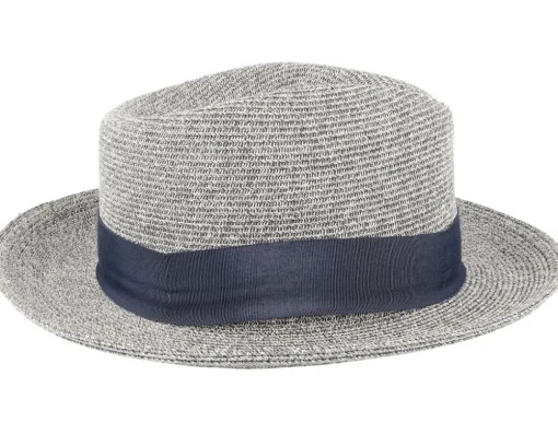Fedora-Stetson Toyo Grey/Blue Fedora -