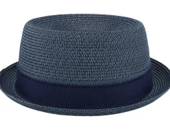 Pork Pie Hats-Stetson Toyo Light Blue/Navy Pork Pie -