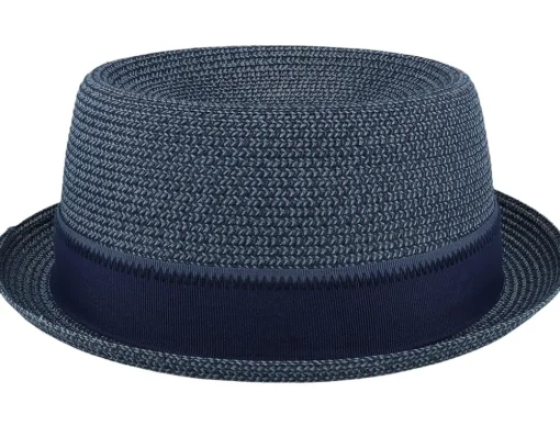 Pork Pie Hats-Stetson Toyo Light Blue/Navy Pork Pie -