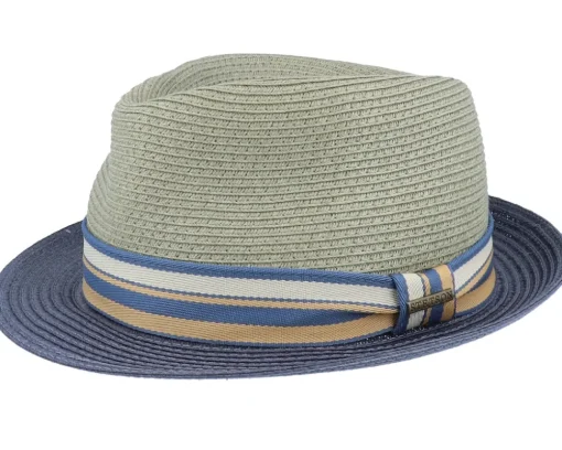 Trilby Hats-Stetson Toyo Olive/Blue Trilby -