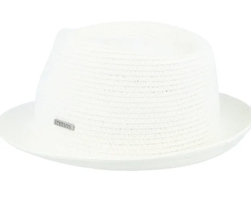 New Stetson Toyo White Brown Trilby Straw Hat -