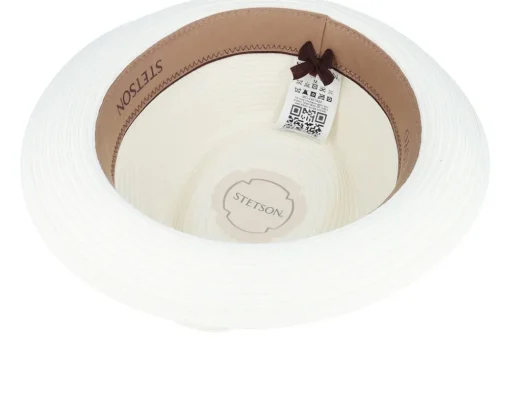 New Stetson Toyo White Brown Trilby Straw Hat -