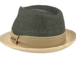 Straw Hat | Trilby Hats-Stetson Toyo/Raffia Olive/Natural Trilby Straw Hat -