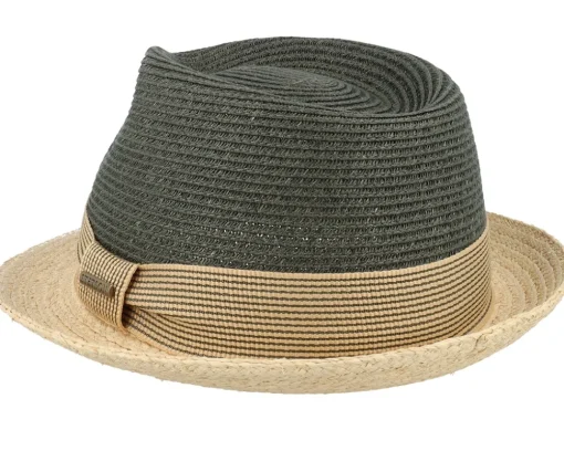 Straw Hat | Trilby Hats-Stetson Toyo/Raffia Olive/Natural Trilby Straw Hat -