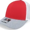 Discount Richardson 112 Tri /White/Heather Grey Trucker - Red