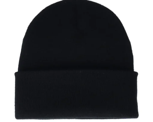Cuff Beanies-Iconic U Letter Patch Black Cuff -