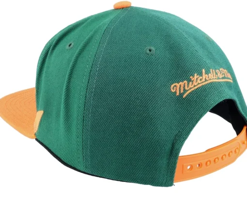 Snapback-Mitchell & Ness U. Of Miami Sharktooth Orange/Green Snapback -