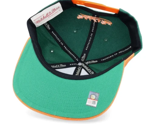 Snapback-Mitchell & Ness U. Of Miami Sharktooth Orange/Green Snapback -