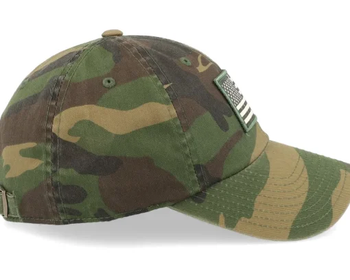 Dad Cap-American Needle USA Ballpark Patch Camoflage Dad Cap -