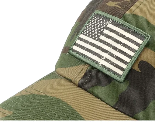 Dad Cap-American Needle USA Ballpark Patch Camoflage Dad Cap -