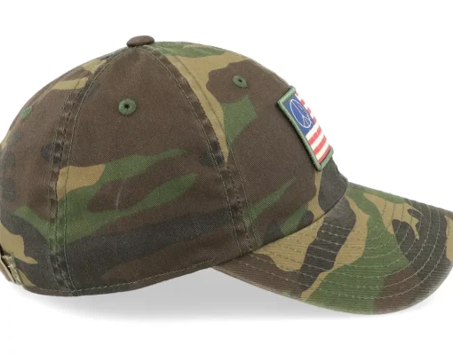 Dad Cap-American Needle USA Ballpark Patch Peace Camoflage Dad Cap -