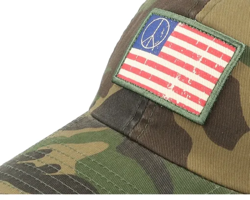 Dad Cap-American Needle USA Ballpark Patch Peace Camoflage Dad Cap -