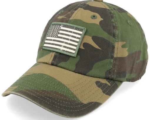 Dad Cap-American Needle USA Ballpark Patch Peace Camoflage Dad Cap -