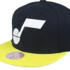 Snapback-Mitchell & Ness Utah Jazz Team 2 Tone 2.0 Black/Yellow Snapback -