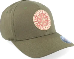 New Vikings Vegvísir Rungalder Patch Olive Green Flexfit -