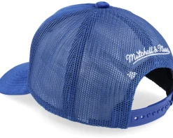 Trucker-Mitchell & Ness Velvet Pinscript Blue A-Frame Trucker -