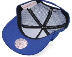 Trucker-Mitchell & Ness Velvet Pinscript Blue A-Frame Trucker -