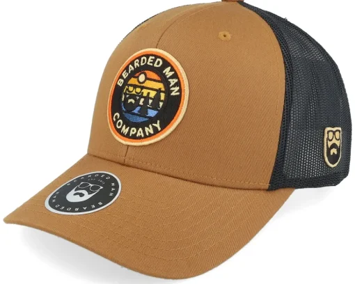 Trucker-Bearded Man Vibrant Sunset Patch Caramel/Black Trucker -