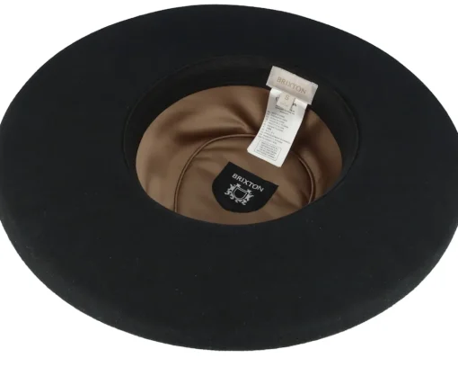 New Brixton Victoria Felt Black/Black Satin Fedora -