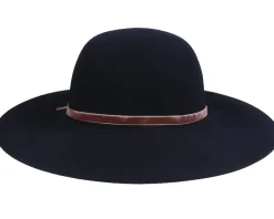 Fashion Sur la tête Vintage Wool Floppy Black Sun Hat -