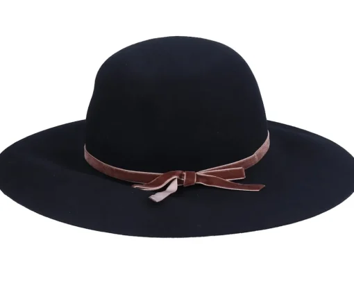 Fashion Sur la tête Vintage Wool Floppy Black Sun Hat -