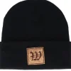 Cuff Beanies-Iconic W Letter Patch Black Cuff -