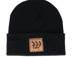 Cuff Beanies-Iconic W Letter Patch Black Cuff -