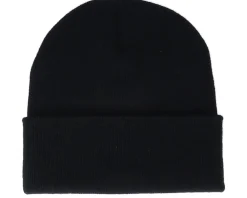 Cuff Beanies-Iconic W Letter Patch Black Cuff -