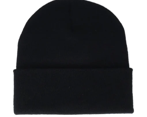 Cuff Beanies-Iconic W Letter Patch Black Cuff -