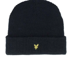 Cuff Beanies-Lyle & Scott Waffle Beanie Jet Black Cuff -