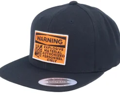 Snapback-Iconic Warning Highly Explosive Patch Black Snapback -