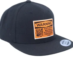 Snapback-Iconic Warning Highly Explosive Patch Black Snapback -