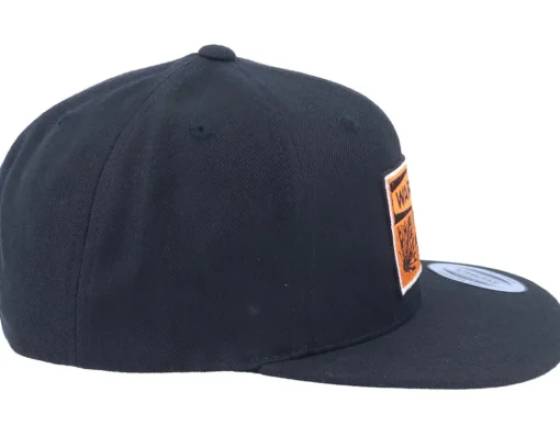 Snapback-Iconic Warning Highly Explosive Patch Black Snapback -
