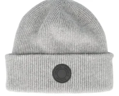 Hot Les Deux Wayne Patch Wool Beanie Light Grey Melange Cuff -