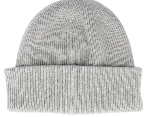 Hot Les Deux Wayne Patch Wool Beanie Light Grey Melange Cuff -