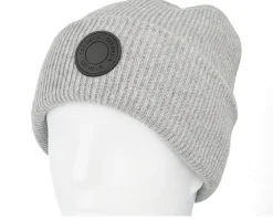 Hot Les Deux Wayne Patch Wool Beanie Light Grey Melange Cuff -