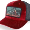 Trucker | Velvet Caps-Calza Pennello Western Outlaws & Cowboys Velvet /Black A-frame Trucker - Red