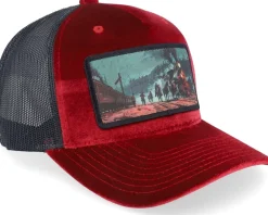 Trucker | Velvet Caps-Calza Pennello Western Outlaws & Cowboys Velvet /Black A-frame Trucker - Red