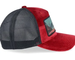 Trucker | Velvet Caps-Calza Pennello Western Outlaws & Cowboys Velvet /Black A-frame Trucker - Red