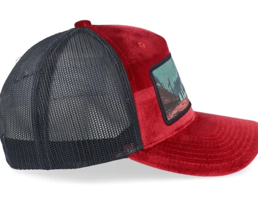Trucker | Velvet Caps-Calza Pennello Western Outlaws & Cowboys Velvet /Black A-frame Trucker - Red