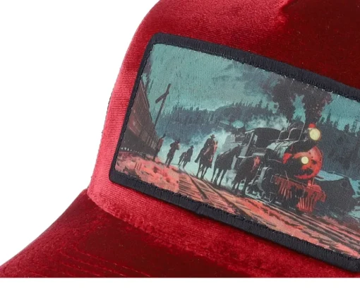 Trucker | Velvet Caps-Calza Pennello Western Outlaws & Cowboys Velvet /Black A-frame Trucker - Red