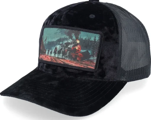 Trucker | Velvet Caps-Calza Pennello Western Outlaws & Cowboys Velvet /Black A-frame Trucker - Red