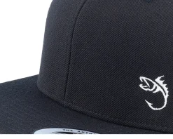 Snapback-Skillfish White Fish Hook Logo Snapback - Black