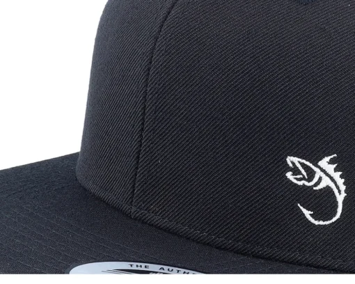 Snapback-Skillfish White Fish Hook Logo Snapback - Black