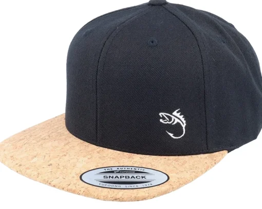 Snapback-Skillfish White Fish Hook Logo Snapback - Black