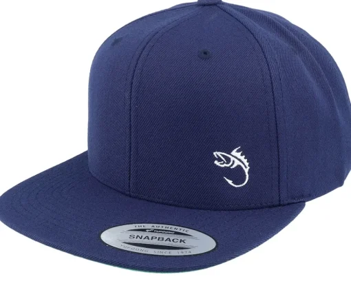 Snapback-Skillfish White Fish Hook Logo Snapback - Black