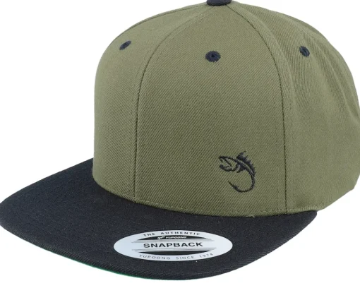 Snapback-Skillfish White Fish Hook Logo Snapback - Black