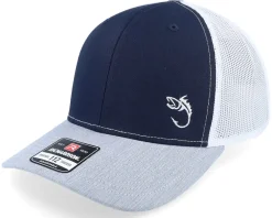 Trucker-Skillfish White Fish Hook Logo Navy/White/Heather Trucker - Blue