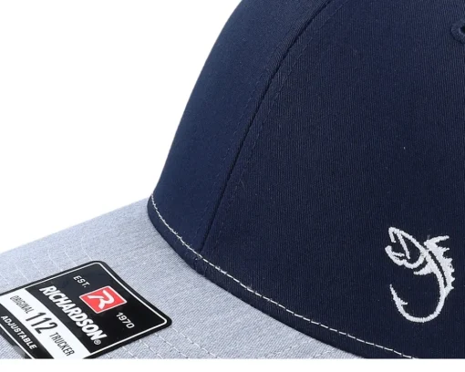 Trucker-Skillfish White Fish Hook Logo Navy/White/Heather Trucker - Blue