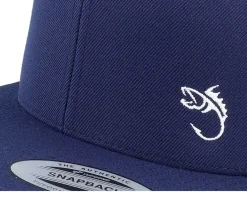 Outlet Skillfish White Fish Hook Logo Navy Snapback - Blue